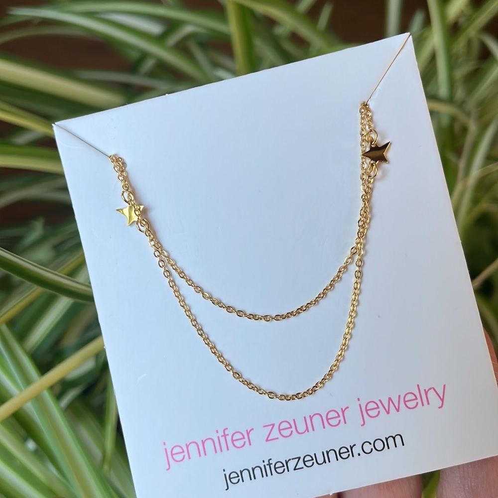 NEW Jennifer Zeuner Necklace Stars Double Chain Jewelry Gold JEN-FA-001 - Picture 7 of 16